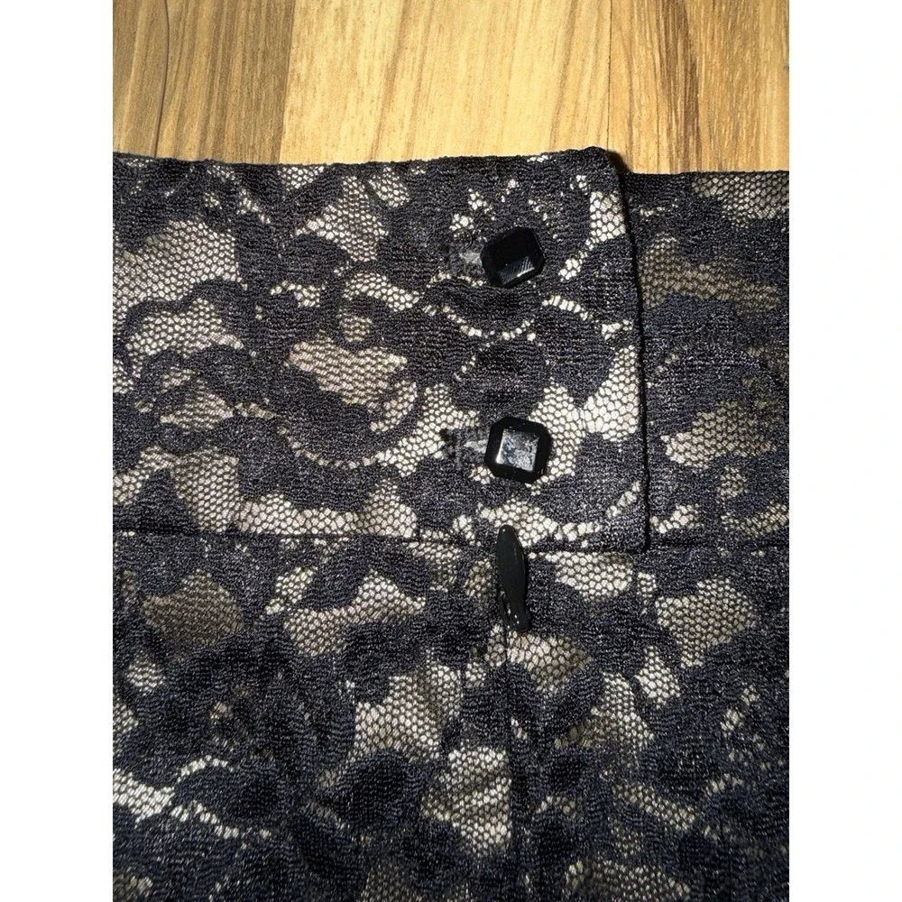 Banana Republic New‎ 8P Black Lace Overlay Pencil Skirt Lined Short Party Shiny